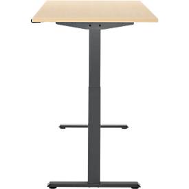 Schreibtisch, elektrisch höhenverstellbar, Rechteck, T-Fuß, B 1600 x T 800 x H 720-1200 mm, Ahorn-Dekor/schwarz