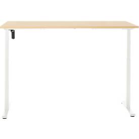 Schreibtisch, elektrisch höhenverstellbar, Rechteck, T-Fuß, B 1600 x T 800 x H 720-1200 mm, Ahorn-Dekor/weiß