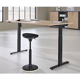 Schreibtisch, elektrisch höhenverstellbar, Rechteck, T-Fuß, B 1600 x T 800 x H 720-1200 mm, Eiche-Dekor/schwarz