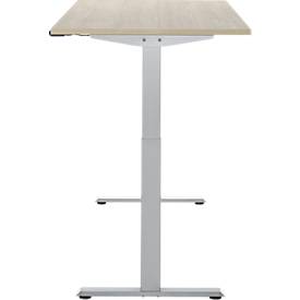 Schreibtisch, elektrisch höhenverstellbar, Rechteck, T-Fuß, B 1600 x T 800 x H 720-1200 mm, Eiche-Dekor/silber