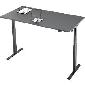 Schreibtisch, elektrisch höhenverstellbar, Rechteck, T-Fuß, B 1600 x T 800 x H 720-1200 mm, graphit/schwarz