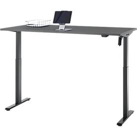 Schreibtisch, elektrisch höhenverstellbar, Rechteck, T-Fuß, B 1600 x T 800 x H 720-1200 mm, graphit/schwarz