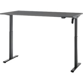 Schreibtisch, elektrisch höhenverstellbar, Rechteck, T-Fuß, B 1600 x T 800 x H 720-1200 mm, graphit/schwarz