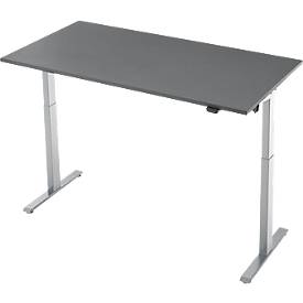 Schreibtisch, elektrisch höhenverstellbar, Rechteck, T-Fuß, B 1600 x T 800 x H 720-1200 mm, graphit/silber