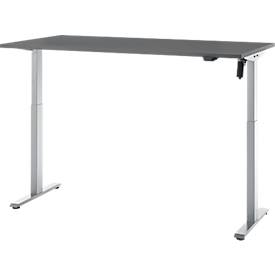 Schreibtisch, elektrisch höhenverstellbar, Rechteck, T-Fuß, B 1600 x T 800 x H 720-1200 mm, graphit/silber
