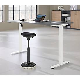 Schreibtisch, elektrisch höhenverstellbar, Rechteck, T-Fuß, B 1600 x T 800 x H 720-1200 mm, graphit/weiß