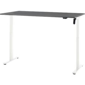 Schreibtisch, elektrisch höhenverstellbar, Rechteck, T-Fuß, B 1600 x T 800 x H 720-1200 mm, graphit/weiß