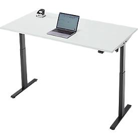 Schreibtisch, elektrisch höhenverstellbar, Rechteck, T-Fuß, B 1600 x T 800 x H 720-1200 mm, lichtgrau/schwarz