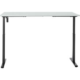 Schreibtisch, elektrisch höhenverstellbar, Rechteck, T-Fuß, B 1600 x T 800 x H 720-1200 mm, lichtgrau/schwarz