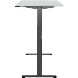 Schreibtisch, elektrisch höhenverstellbar, Rechteck, T-Fuß, B 1600 x T 800 x H 720-1200 mm, lichtgrau/schwarz