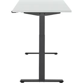 Schreibtisch, elektrisch höhenverstellbar, Rechteck, T-Fuß, B 1600 x T 800 x H 720-1200 mm, lichtgrau/schwarz