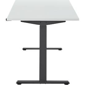 Schreibtisch, elektrisch höhenverstellbar, Rechteck, T-Fuß, B 1600 x T 800 x H 720-1200 mm, lichtgrau/schwarz