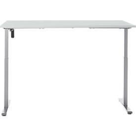 Schreibtisch, elektrisch höhenverstellbar, Rechteck, T-Fuß, B 1600 x T 800 x H 720-1200 mm, lichtgrau/silber