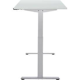 Schreibtisch, elektrisch höhenverstellbar, Rechteck, T-Fuß, B 1600 x T 800 x H 720-1200 mm, lichtgrau/silber