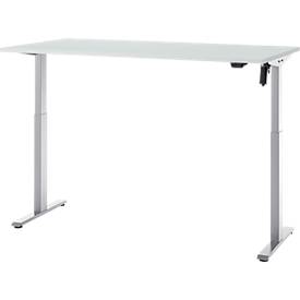 Schreibtisch, elektrisch höhenverstellbar, Rechteck, T-Fuß, B 1600 x T 800 x H 720-1200 mm, lichtgrau/silber