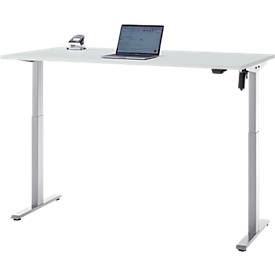 Schreibtisch, elektrisch höhenverstellbar, Rechteck, T-Fuß, B 1600 x T 800 x H 720-1200 mm, lichtgrau/silber