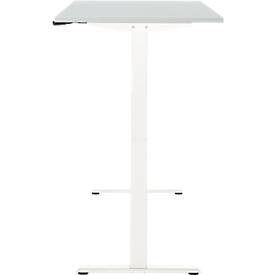 Schreibtisch, elektrisch höhenverstellbar, Rechteck, T-Fuß, B 1600 x T 800 x H 720-1200 mm, lichtgrau/weiß