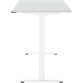 Schreibtisch, elektrisch höhenverstellbar, Rechteck, T-Fuß, B 1600 x T 800 x H 720-1200 mm, lichtgrau/weiß