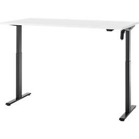 Schreibtisch, elektrisch höhenverstellbar, Rechteck, T-Fuß, B 1600 x T 800 x H 720-1200 mm, weiß/schwarz
