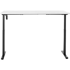 Schreibtisch, elektrisch höhenverstellbar, Rechteck, T-Fuß, B 1600 x T 800 x H 720-1200 mm, weiß/schwarz