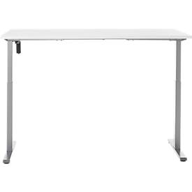 Schreibtisch, elektrisch höhenverstellbar, Rechteck, T-Fuß, B 1600 x T 800 x H 720-1200 mm, weiß/silber