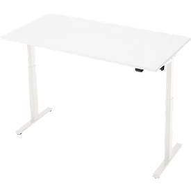 Schreibtisch, elektrisch höhenverstellbar, Rechteck, T-Fuß, B 1600 x T 800 x H 720-1200 mm, weiß/weiß