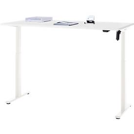 Schreibtisch, elektrisch höhenverstellbar, Rechteck, T-Fuß, B 1600 x T 800 x H 720-1200 mm, weiß/weiß