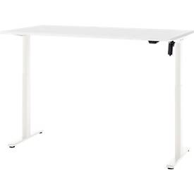 Schreibtisch, elektrisch höhenverstellbar, Rechteck, T-Fuß, B 1600 x T 800 x H 720-1200 mm, weiß/weiß