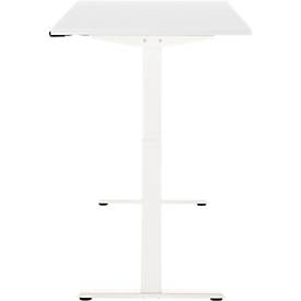 Schreibtisch, elektrisch höhenverstellbar, Rechteck, T-Fuß, B 1600 x T 800 x H 720-1200 mm, weiß/weiß