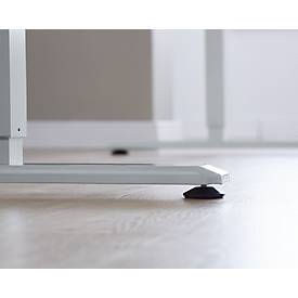 Schreibtisch, elektrisch höhenverstellbar, Rechteck, T-Fuß, B 1600 x T 800 x H 755-1255 mm, Ahorn/weißalu + Memory-Bedienpanel, Kabelkanal