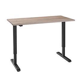 Schreibtisch, elektrisch höhenverstellbar, rechteckig, T-Fuß, B 1300 x T 650 x H 715-1205 mm, Eiche/schwarz 