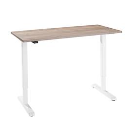 Schreibtisch, elektrisch höhenverstellbar, rechteckig, T-Fuß, B 1300 x T 650 x H 715-1205 mm, Eiche/Weiß 