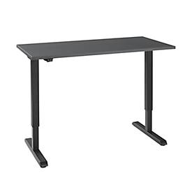 Schreibtisch, elektrisch höhenverstellbar, rechteckig, T-Fuß, B 1300 x T 650 x H 715-1205 mm, graphitgrau/schwarz 