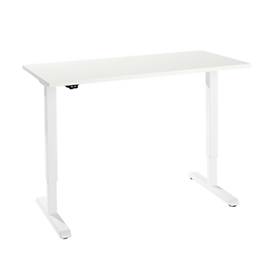 Schreibtisch, elektrisch höhenverstellbar, rechteckig, T-Fuß, B 1300 x T 650 x H 715-1205 mm, weiß/weiß 