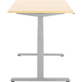 Schreibtisch, elektrisch höhenverstellbar, T-Fuß, B 1600 x T 800 x H 615-1275 mm, Ahorn/weißalu