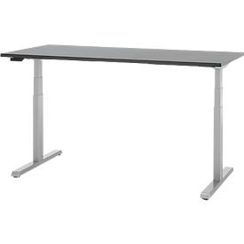 Schreibtisch, elektrisch höhenverstellbar, T-Fuß, B 1600 x T 800 x H 615-1275 mm, graphit/weißalu