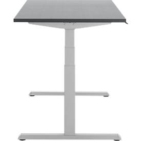 Schreibtisch, elektrisch höhenverstellbar, T-Fuß, B 1600 x T 800 x H 615-1275 mm, graphit/weißalu