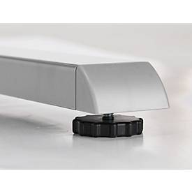 Schreibtisch, elektrisch höhenverstellbar, T-Fuß, B 1600 x T 800 x H 615-1275 mm, lichtgrau/weißalu