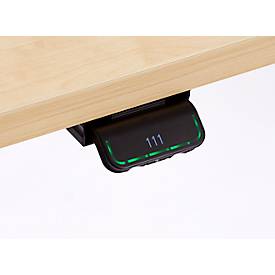 Schreibtisch, elektrisch höhenverstellbar, T-Fuß, B 1600 x T 800 x H 620-1270 mm, Ahorn/weißaluminium + Memoryschalter