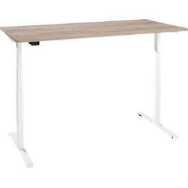 Schreibtisch, elektrisch höhenverstellbar, T-Fuß, B 1600 x T 800 x H 620-1270 mm, Wildeiche/weiß + Memoryschalter