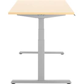 Schreibtisch, elektrisch höhenverstellbar, T-Fuß, B 1800 x T 800 x H 615-1275 mm, Ahorn/weißalu