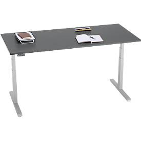 Schreibtisch, elektrisch höhenverstellbar, T-Fuß, B 1800 x T 800 x H 615-1275 mm, graphit/weißalu
