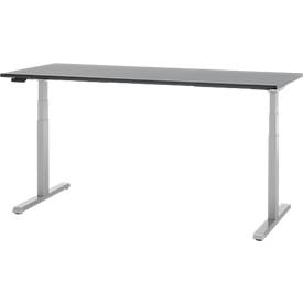 Schreibtisch, elektrisch höhenverstellbar, T-Fuß, B 1800 x T 800 x H 615-1275 mm, graphit/weißalu