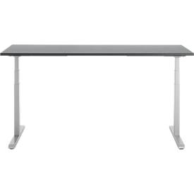 Schreibtisch, elektrisch höhenverstellbar, T-Fuß, B 1800 x T 800 x H 615-1275 mm, graphit/weißalu