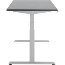 Schreibtisch, elektrisch höhenverstellbar, T-Fuß, B 1800 x T 800 x H 615-1275 mm, graphit/weißalu