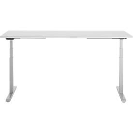 Schreibtisch, elektrisch höhenverstellbar, T-Fuß, B 1800 x T 800 x H 615-1275 mm, lichtgrau/weißalu