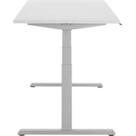 Schreibtisch, elektrisch höhenverstellbar, T-Fuß, B 1800 x T 800 x H 615-1275 mm, lichtgrau/weißalu