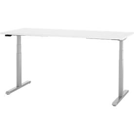 Schreibtisch, elektrisch höhenverstellbar, T-Fuß, B 1800 x T 800 x H 615-1275 mm, weiß/weißalu