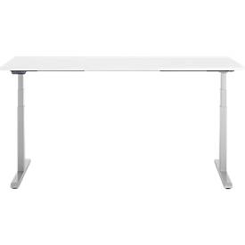 Schreibtisch, elektrisch höhenverstellbar, T-Fuß, B 1800 x T 800 x H 615-1275 mm, weiß/weißalu
