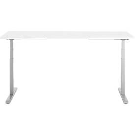 Schreibtisch, elektrisch höhenverstellbar, T-Fuß, B 1800 x T 800 x H 615-1275 mm, weiß/weißalu